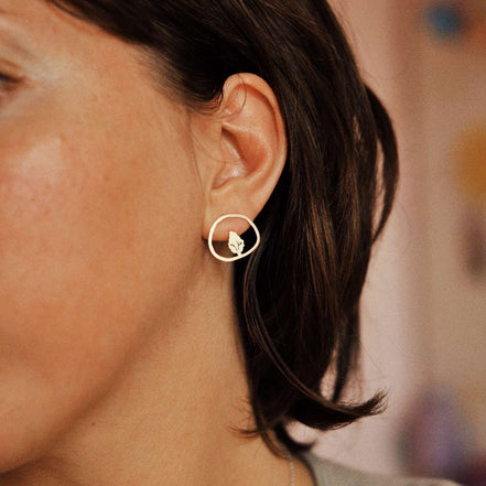 Home & Tree Circle Earrings