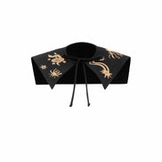 Black collar with gold embroidery on a white background