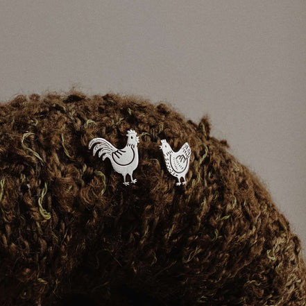 Rooster & Hen Stud Earrings