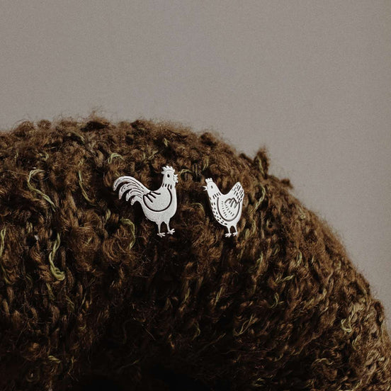 Rooster & Hen Stud Earrings