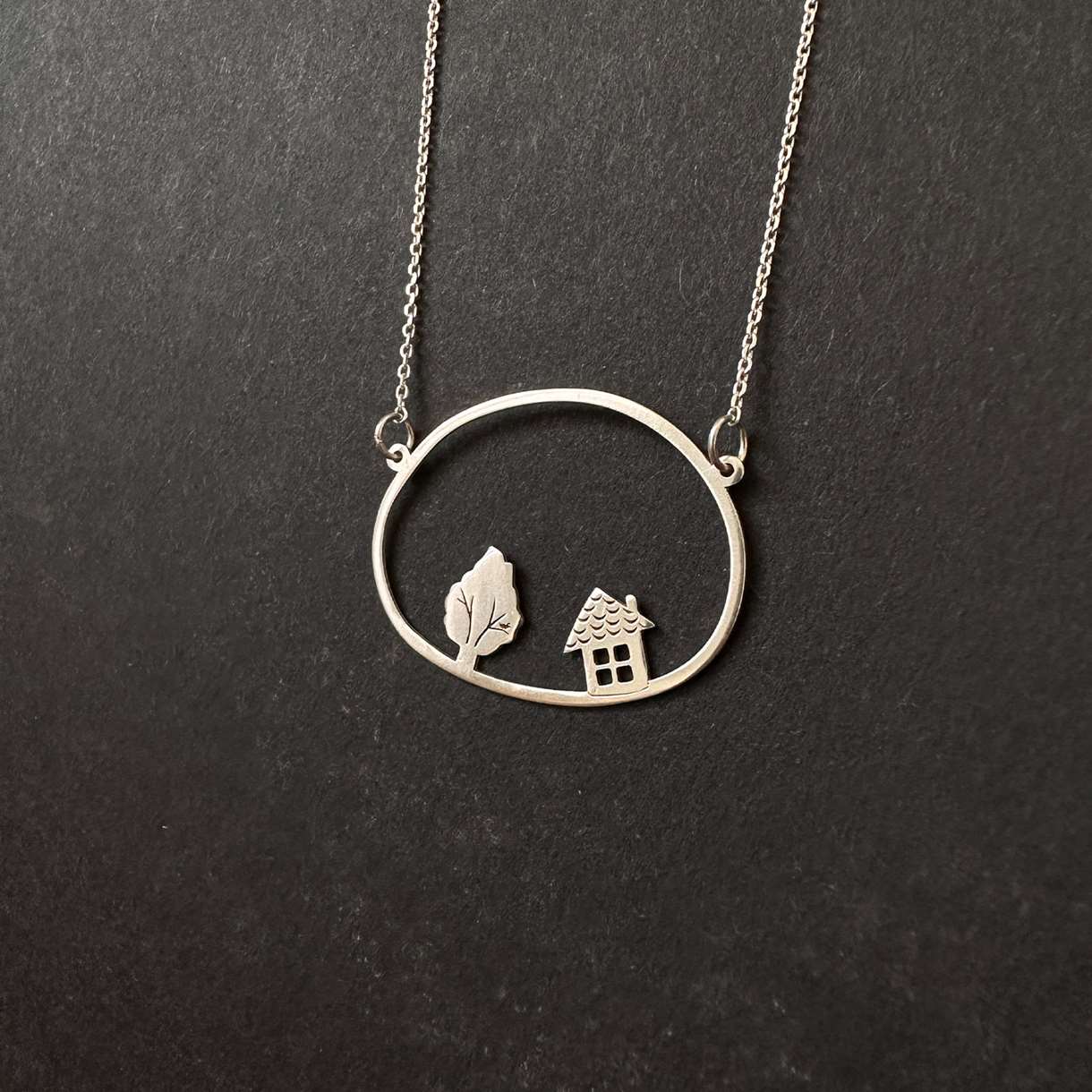 Home & Tree Circle Necklace