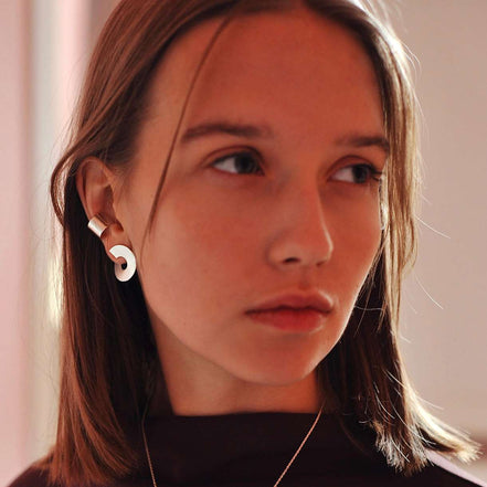 Wide ear cuff "Heart Disc"