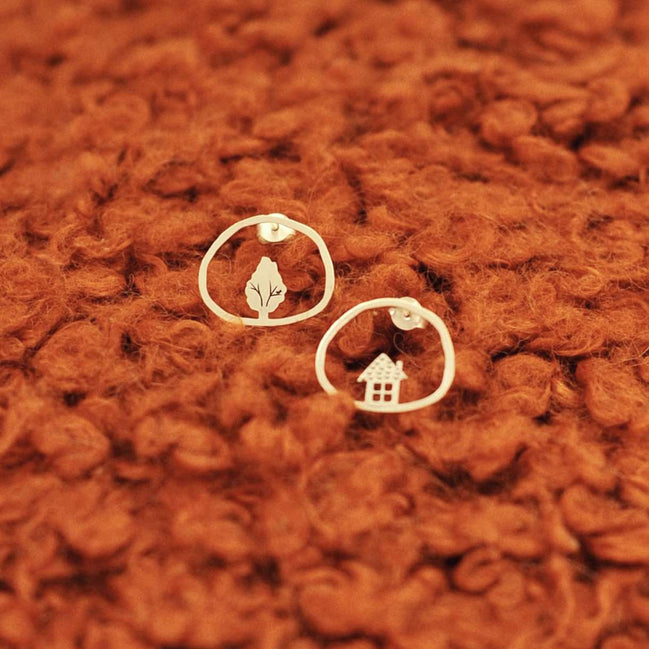 Home & Tree Circle Earrings