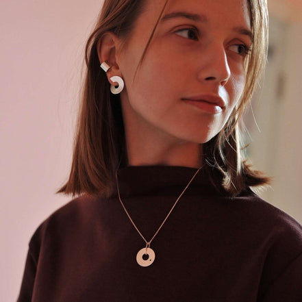 Wide ear cuff "Heart Disc"