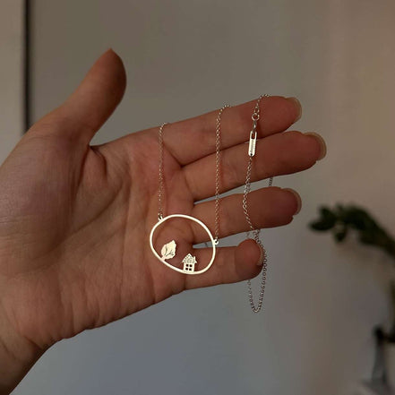 Home & Tree Circle Necklace