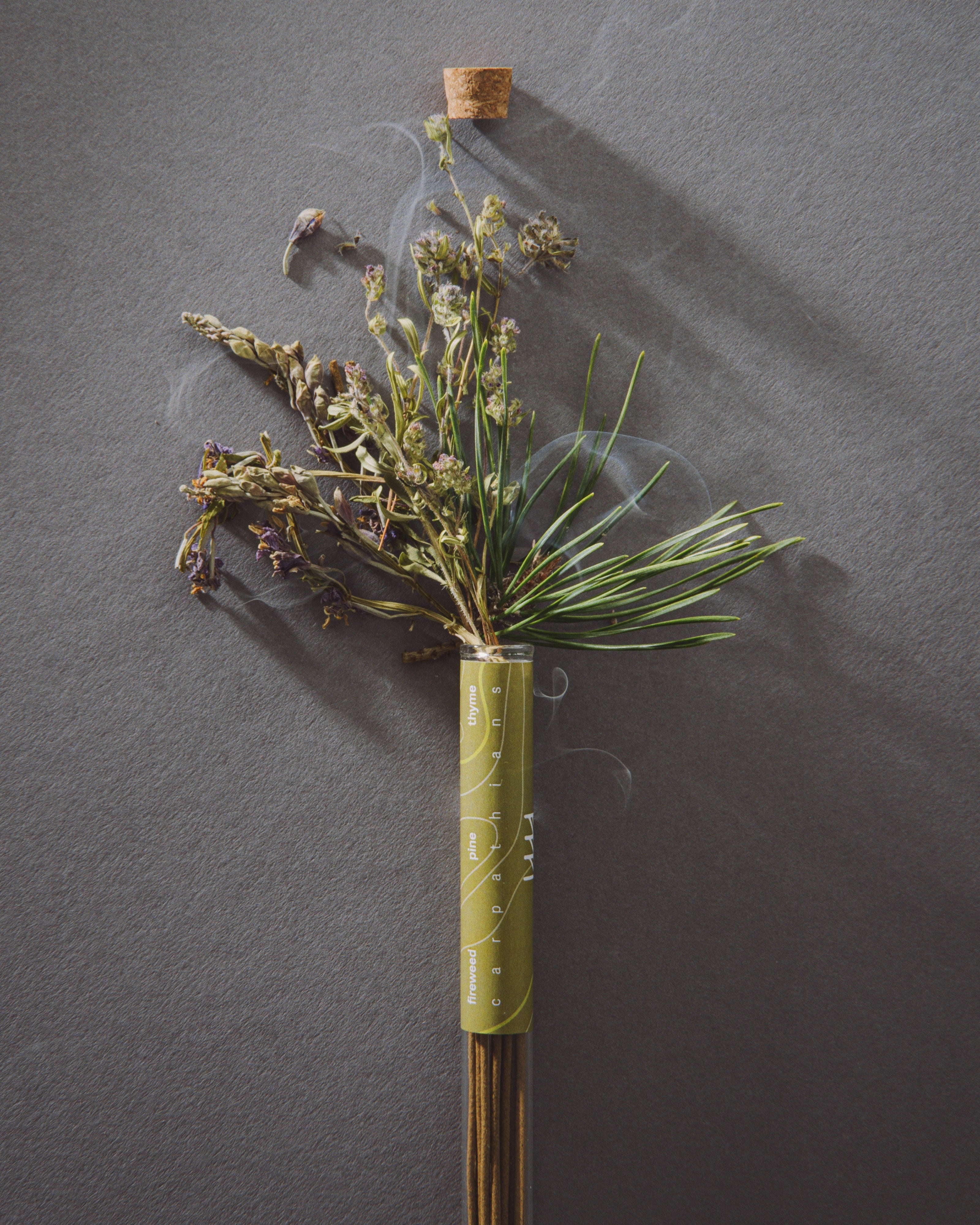 Dried floral arrangement on a dark gray background