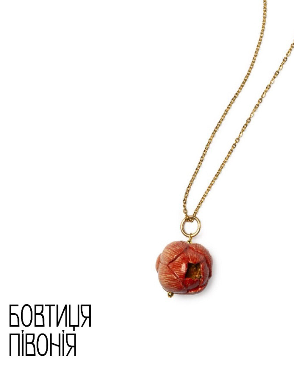 Necklace with a brown pendant on a white background