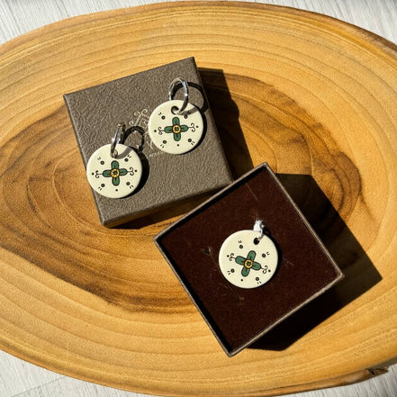 Four-Petal Floral Earrings – Handmade Ceramic
